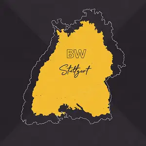 Karte von Baden-Württemberg mit hervorgehobener Region und Markierung Stuttgart
